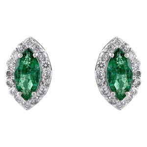 Pendientes de Diamantes y Esmeraldas en Plata de Ley 92.5 KLST-30408 - Product Image 1