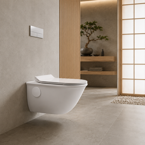 Tendance 2026 WC suspendu sans bride monobloc en porcelaine allongé avec siphon en S/P, réservoir encastré et chasse latérale - Product Image 6