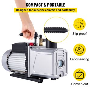 Pompa per vuoto rotativa a palette monostadio da 1 HP, 12 CFM, per condizionamento, 110V, 5PA, per vuoto assoluto, per sistemi HVAC, parte di ricambio per aria refrigerante - Product Image 6