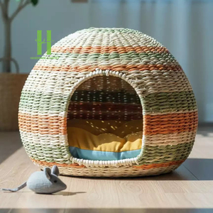 Cute Cat Pet <b>Bed</b> Cat Basket <b>Nest</b> Durable Rattan Cat Carrier for Travel Variety of Color and Dimension OEM Design Made in Vietnam - Product Image 3