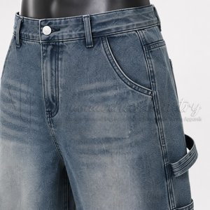 Pantalones Cortos de Mezclilla Azules Personalizados para Hombre, Estilo Baggy, Tipo Cargo, Corte Holgado - Product Image 6