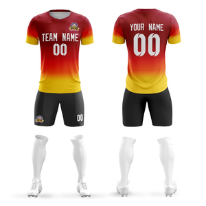 Latest Style Customized Unisex Sublimation Printed Short Sleeve Soccer Uniform Football Kits Sets in Wholesale Price with Socks - Product Image 3