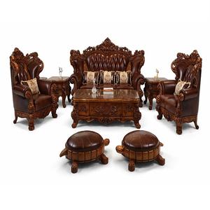 Juego de Muebles de Salón de Madera con Acabado Cerezo Victoriano, Sofá de Lujo Marrón Personalizado, Juego de Salón Antiguo Tallado a Mano, Dallas - Product Image 6