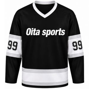 Men Black <b>Ice</b> Hockey Jersey Long Sleeve Polyester Sports Shirt Team Uniform Training Match Wear Athletic Apparel - Product Image 1