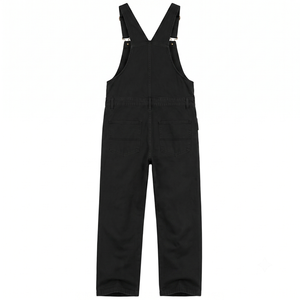 Salopette de travail robuste en sergé noir pour hommes, avec bretelles réglables, fermeture éclair frontale et multiples poches – Vêtement de travail utilitaire en gros - Product Image 3