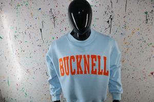 Sweat-shirt à col montant BUCKNELL SKY BLUE 100% coton avec broderie appliquée ORANGE, col large, URBAN PRODUCTIONS - Product Image 4