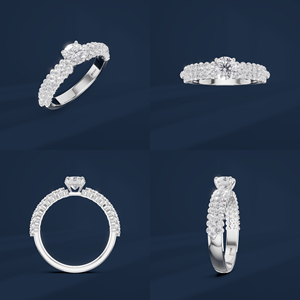 Bague de fiançailles, d'anniversaire et de mariage de luxe pour femme de la marque DIFF, avec diamant de laboratoire classique taille brillant, plaqué platine PT950, certifié IGI - Product Image 5