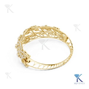 Vintage Filigree Lab Grown Diamond Vine <b>Bangle</b> Marquise 14K 18K <b>Solid</b> <b>Gold</b> Fine Unisex Luxury Jewelry Gift Manufacturer - Product Image 5
