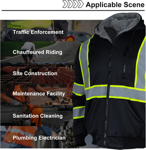 Custom Hi <b>Vis</b> Winter Class 3 <b>High</b> Visibility <b>Jacket</b> <b>Orange</b> Lined Fleece Work Reflective Safety Sweatshirts Safety Wear - Product Image 6