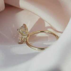 Moissanite Engagement <b>Ring</b> 925 Sterling <b>Silver</b> 14K Gold Plated Radiant Cut <b>Solitaire</b> Dainty Wedding <b>Ring</b> - Product Image 3