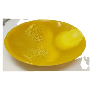 Bol et plat décoratifs en résine écologique d'origine indienne, polis à la main, jaunes, pour les fêtes - Product Image 1