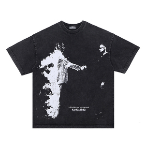 เสื้อยืดคอตตอนพิมพ์ลายตามสั่ง ทรงบ็อกซี่ ฟิตโอเวอร์ไซส์ ลุคทำสีซีดแบบย้อนยุค สำหรับผู้ชาย - Product Image 1