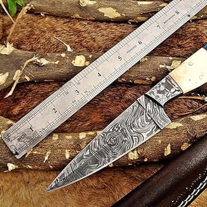 Couteau de survie en acier Damas de qualité industrielle, manche en bois, personnalisable OEM, pour camping et chasse en extérieur, lames fixes - Product Image 6