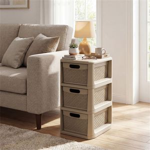 Organizzatore con 3 Cassetti Effetto Vimini in PP, Mobiletto Stretto con Cestini per Casa e Ufficio - Product Image 6