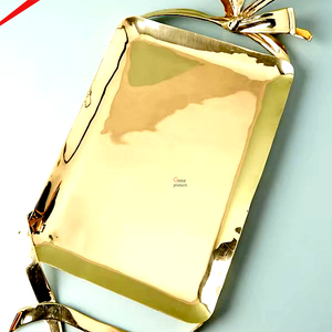 Luxury New Design <b>Metal</b> Snacks Serving Tray High End Finished Decorative Tray For Tea Coffee Snacks And Dessert - Product Image 1