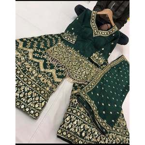 Ensemble haut et sarara pour femme WW Designer, bleu, pour soirée, avec dupatta, taille L - Product Image 6