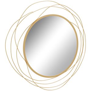 Miroir mural circulaire en métal doré contemporain pour la décoration du salon, de la chambre à coucher et de la salle à manger - Product Image 1