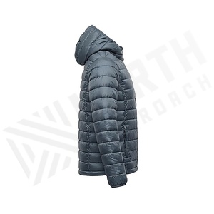 Hooded Quilted Waterproof <b>Bubble</b> Jacket Black Full Sleeve Winter Windproof Cotton Shell Knitted Fabric Polyester Filling Stand - Product Image 3
