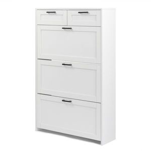 FCH White Particle Board Shoe Cabinet 3-Drawer with Top Baffle 2-Drawer Shoe Rack 80*25*120cm - Product Image 2