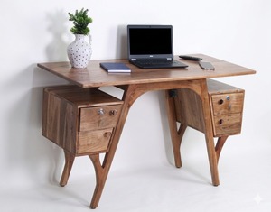 Contemporary Wooden Console <b>Table</b> With Open Storage Shelves For Living Room Entryway Hallway And Office Spaces - Product Image 1