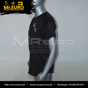 Custom Unisex Black Baseball <b>Jersey</b> <b>Short</b> Sleeve V-Neck Button Closure Digital Print Front Sublimated Loose Fit Polyester - Product Image 4