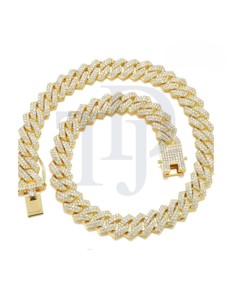 Cadena Cubana de Lujo Estilo Hip Hop, Plata 925 con Diamantes Moissanite de Laboratorio, Acabado en Oro 10K/14K, Collar Premium para Hombre - Product Image 1