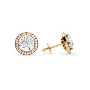 ต่างหูเพชรทรงกลมสำหรับผู้หญิง เป็นมิตรต่อสิ่งแวดล้อม ตัวเรือนทองคำแท้ 10K พร้อมเพชรเพาะเลี้ยงในห้องปฏิบัติการที่ได้รับการรับรองจาก GIA มีจำหน่ายแล้ว - Product Image 4