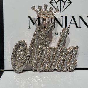 Colgante de plata S925 chapado en oro rosa Nisha, personalizado, con diamantes VVS, estilo Hip Hop, para hombre, pasa la prueba del diamante, colgantes y dijes finos. - Product Image 6