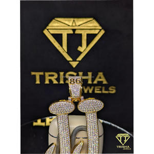 Colgante de Plata de Ley 925 Personalizado con Letra JJ, Moissanita, Estilo Hip Hop, Joyería Inicial Personalizada, Regalo de Trisha Jewel - Product Image 4
