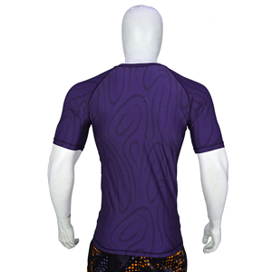 Custom Men Short Sleeve Rash Guard Purple <b>Compression</b> <b>Shirt</b> MMA BJJ Grappling Athletic Gym Workout Base Layer Top Wholesale Bulk - Product Image 2