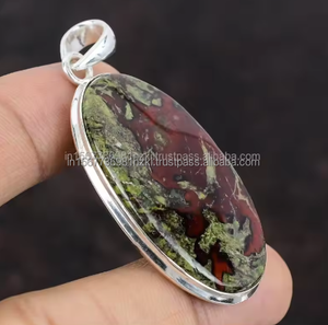 Pendentif en argent Sterling 925 Blood Stone, pendentif fait main, pendentif unisexe, bijoux en forme de grande poire, pendentif bohème pour cadeau - Product Image 4