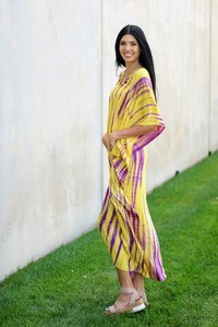 Beautiful Elegant Handmade Indian Cotton <b>Kaftan</b> Women Three Quarter Sleeve Long Maxi Tie Dye Slit V-neck <b>Summer</b> Wholesale Prices - Product Image 5