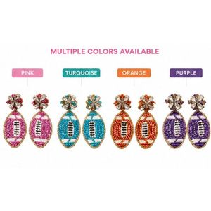 Pendientes de Fútbol Americano con Cuentas para Mujer |   Pendientes de cuentas de cristal Gameday |   Pendientes de Fútbol Hechos a Mano con Pedrería - Product Image 4