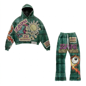 ชุดเซ็ตเสื้อผ้าสตรีทแวร์ผู้ชาย ZAINI ZI-031 สำหรับฤดูหนาว ผ้าฟลีซคอตตอนหนา 350 GSM สีขาวชมพู พิมพ์ลายพัฟฟ์แบบกำหนดเอง พิมพ์ลายสกรีน - Product Image 1