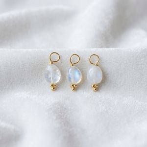 Rainbow Moonstone Birthstone <b>Pendant</b> Natural Rainbow Moonstone Wire Wrapped Charm Tumble Smooth Gemstone <b>Pendant</b> Brass - Product Image 1