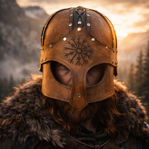 Medieval Viking Leather Liner Helmet Industrial/DIY Grade <b>Silver</b> Durable Leather Wearable Helmet Costume for Outdoor Use - Product Image 3