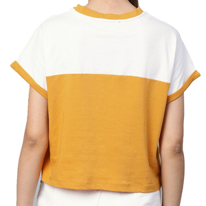 Camiseta corta de algodón negra lisa para mujer, cuello redondo, manga corta, informal, para verano, en venta. - Product Image 1