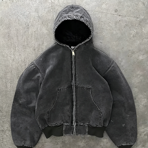 Sweat à capuche utilitaire pour homme en toile, mélange de coton délavé, poche kangourou, capuche réglable, décontracté, streetwear d'extérieur - Product Image 6