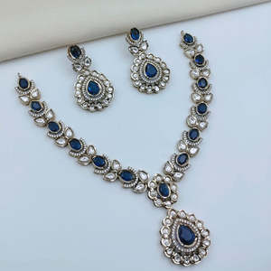 <b>Gold</b> Plated American Diamond Necklace <b>Set</b> for Women-Fine Bridal Jewelry with <b>Earrings</b> - Product Image 5