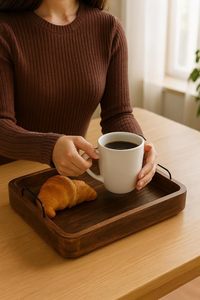 Bandeja Rectangular Moderna de MDF para Servir Té, Café y Bebidas |   Bandeja de Madera Maciza para Mesa de Comedor, para Cocina y Hogar |   Plegable y Sostenible - Product Image 5