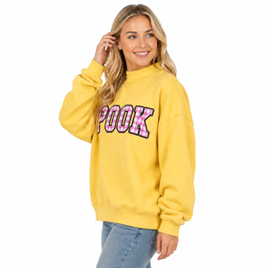 Sudadera de cuello alto estilo gingham para mujer, con apliques de letras griegas bordadas, 100% algodón, corte holgado, ecológica - Product Image 2