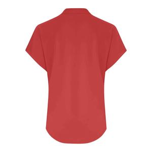 T-shirt décontracté pour femme à col rond et boutons sur le devant, manches courtes, mélange coton-élasthanne, grande taille, anti-plis, toutes saisons - Product Image 2