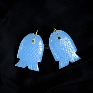 Colgante de pez de calcedonia azul AAA tallado a mano, amuleto de pez de piedra preciosa, plata 925, hecho a mano, cristal curativo, para fabricación de joyas y collares - Product Image 5