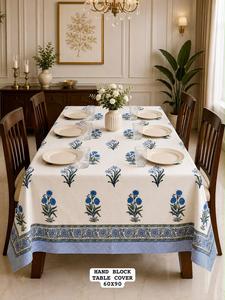 Cubierta de Mesa de Comedor de Algodón Premium con Diseño Único y Estampado a Mano, para 6 Personas, Decoración para Comedor, Disponible a Precio Competitivo - Product Image 1