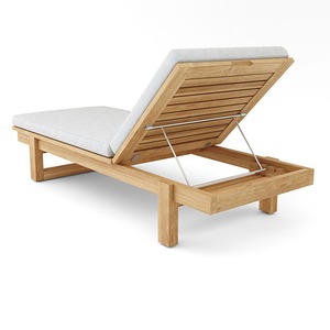 Tumbona Moderna de Teca para Exteriores con Cojín de Olefina Resistente a los Rayos UV, Diseño sin Brazos para Uso en Patio - Product Image 3