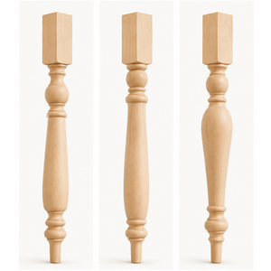 Pieds de table en bois massif, dessus carré, pieds de meubles en bois pour tables à manger, tables basses, bureaux, utilisation en extérieur et en intérieur - Product Image 1