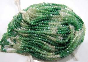 Cuentas facetadas de piedra lunar verde natural con tonos plateados AB y revestimiento místico en forma de rondel - Product Image 2
