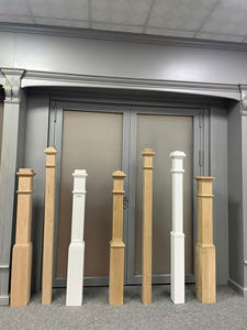 Fabricación de piezas de escalera de madera maciza de álamo 4091F, caja acanalada imprimada, longitud de newel, para escalera moderna y elegante con balaustrada - Product Image 3