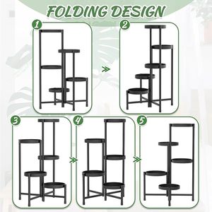 Modern Metal <b>Plant</b> Rack 4 <b>Tier</b> <b>Indoor</b> Corner <b>Stand</b> for Flower Green <b>Plants</b> Powder Coated Black Minimalist Design - Product Image 3