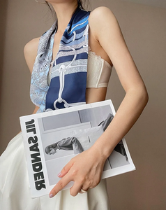 Écharpe longue de luxe en soie pour femme, motif animalier cheval, écharpe fine et étroite, ruban pour sac, bandeau pour cheveux, foulard pour femme - Product Image 5